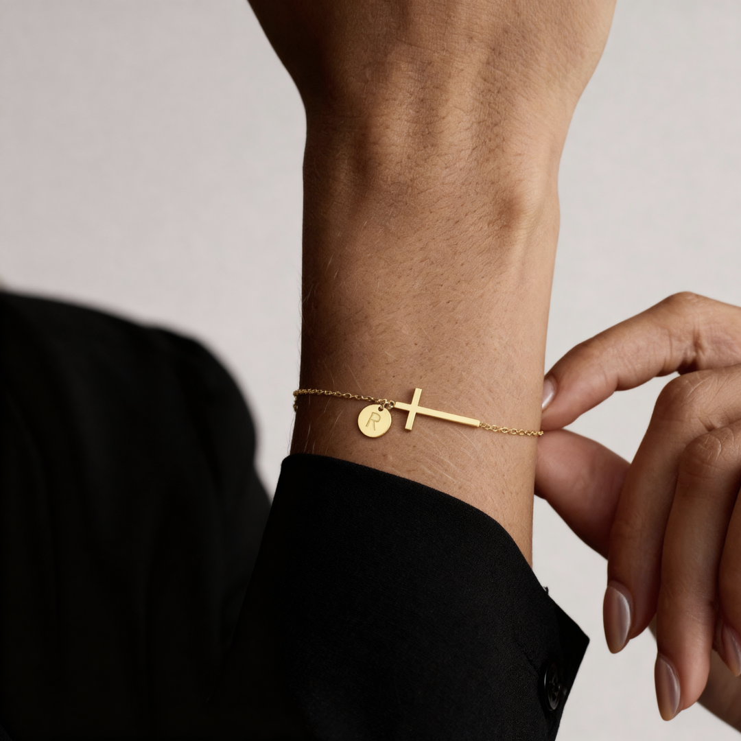 BRACELET INITIAL CROIX