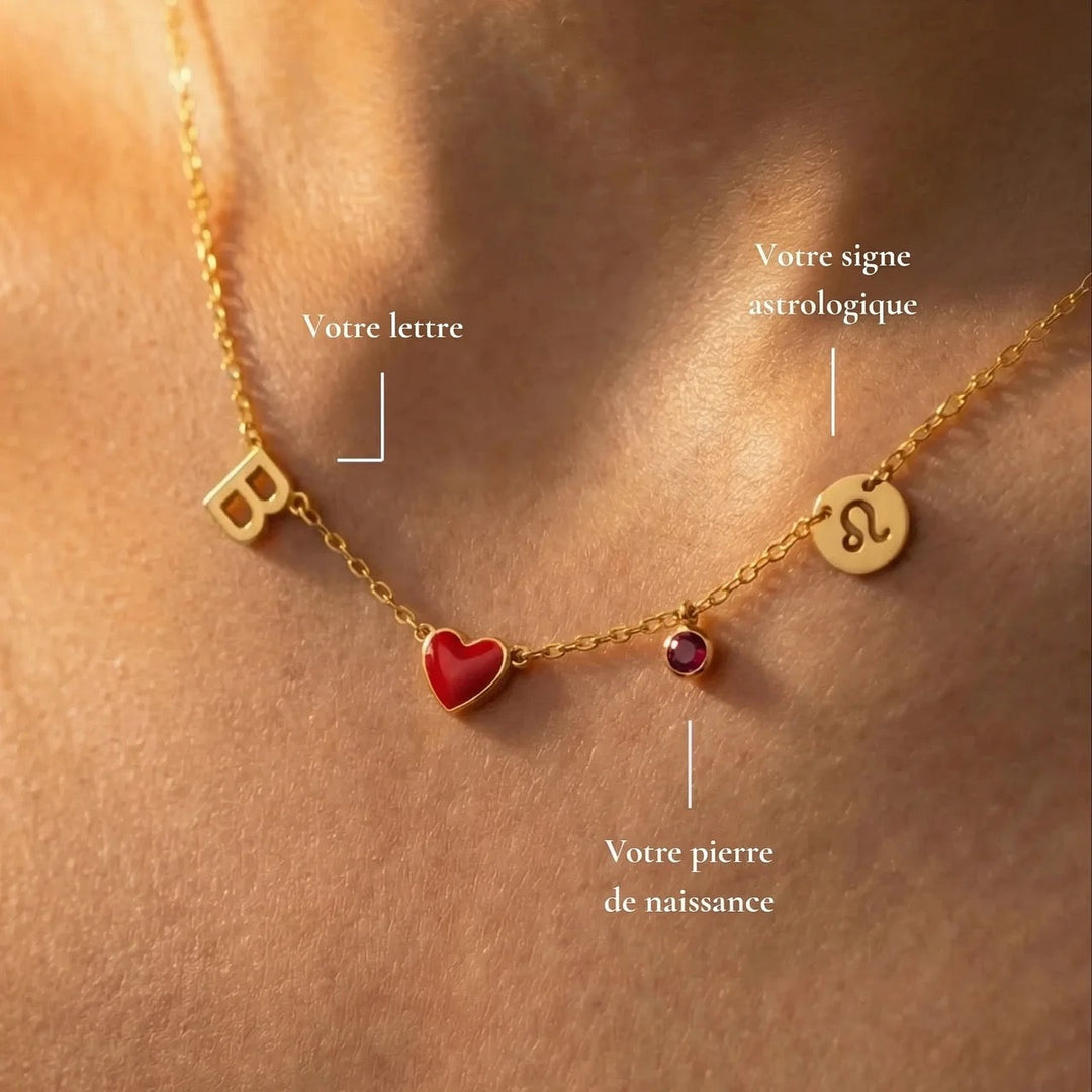 COLLIER AVEC INITIALE EN FORME DE CŒUR